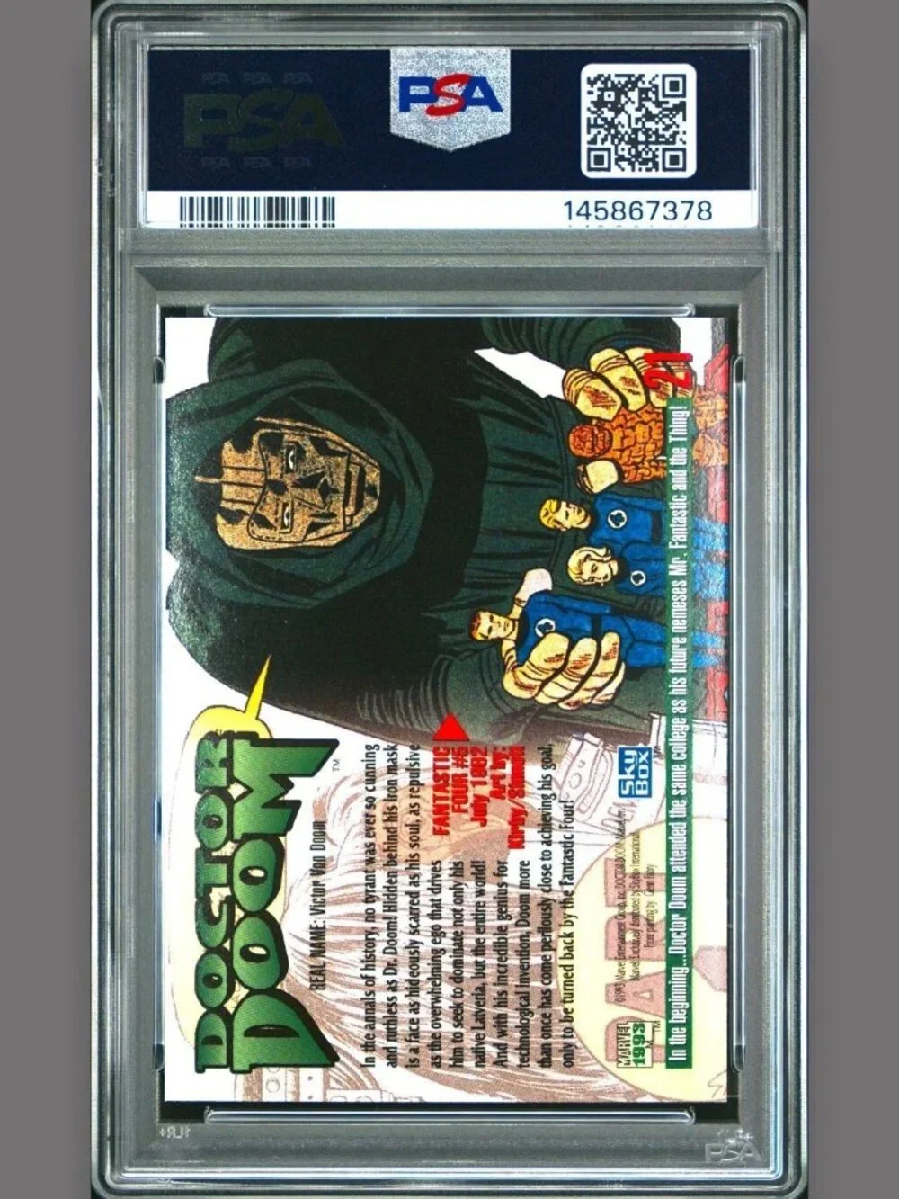 1993 Marvel Masterpieces 21 Doctor Doom PSA 10 Gem Mint